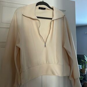 Cream Quarter-Zip Pullover